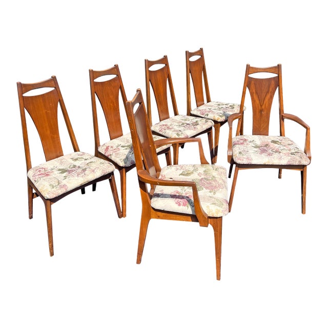 Vintage Broyhill Brasilia Style Dining Chairs Six Set Mid Century Modern Design For Sale