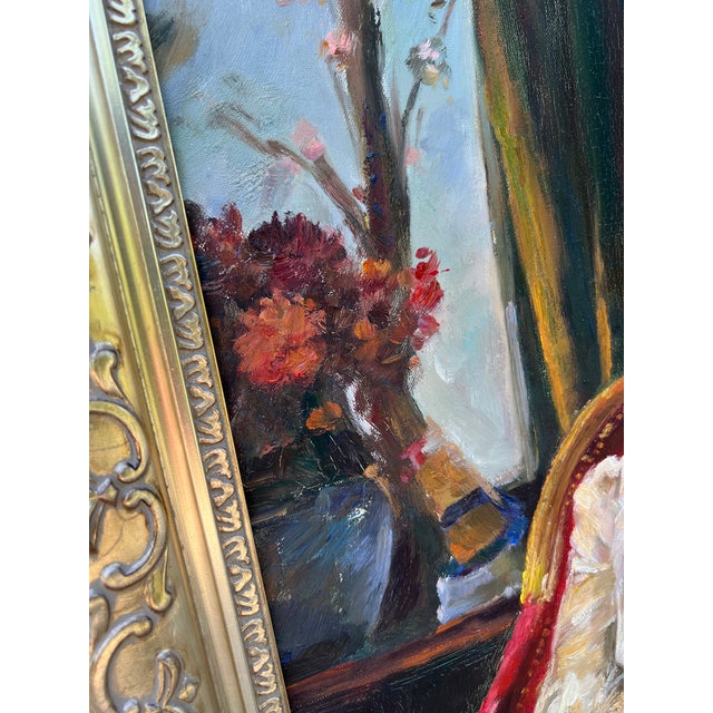 Vintage Oil Painting in Ornate Silver Frame For Sale - Image 12 of 18