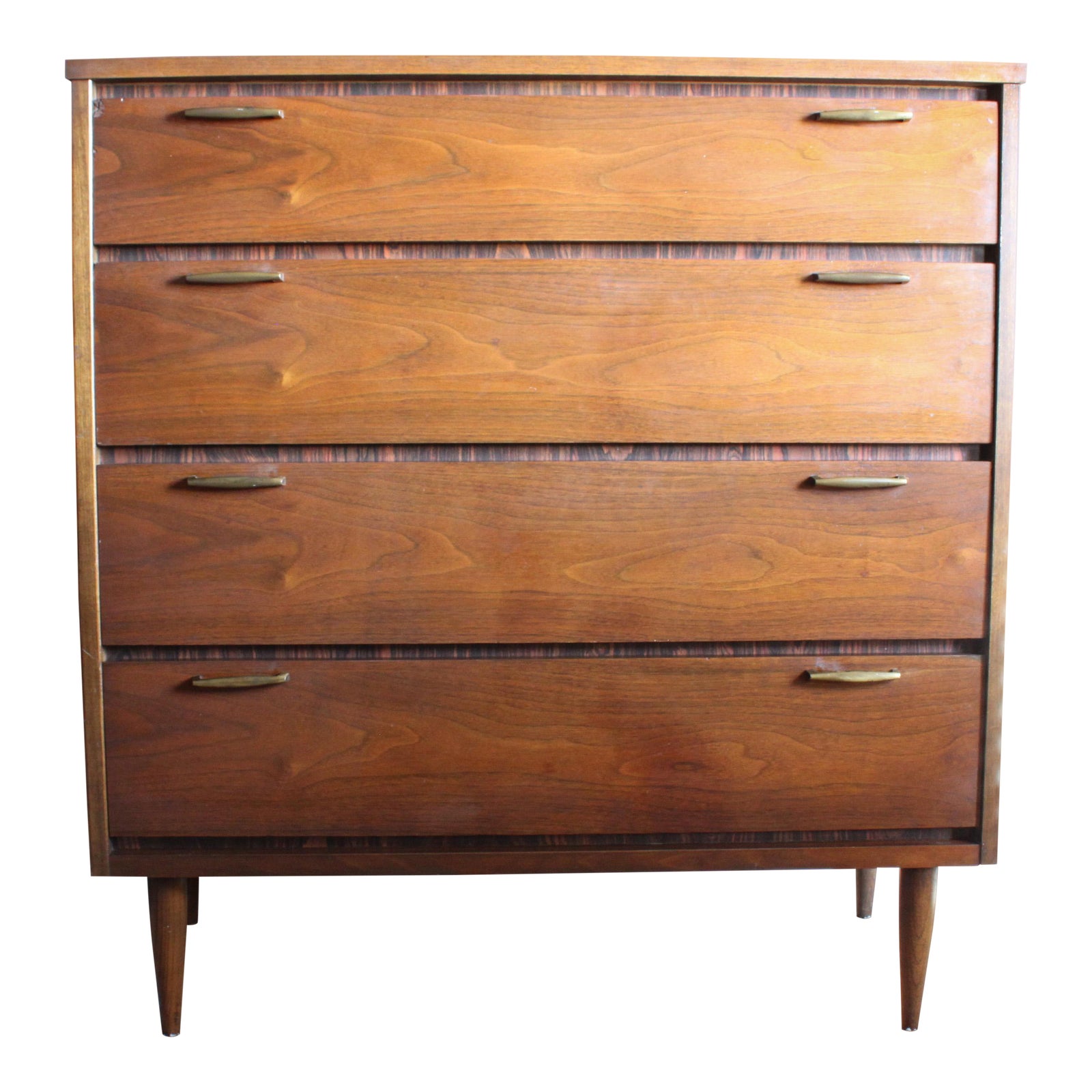 1960s Vintage Mid Century Walnut Highboy Dresser by Bassett Chairish