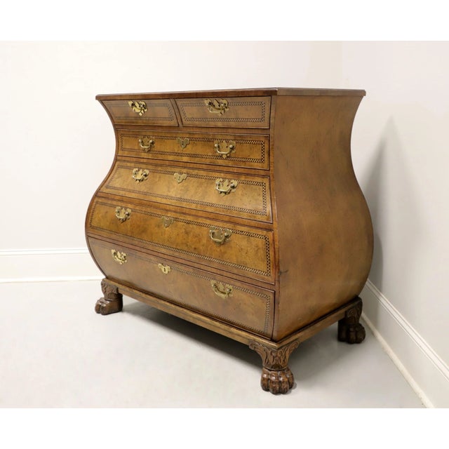 Traditional Baker Stately Homes George II Inlaid Walnut Bombe Commode Chest For Sale - Image 3 of 11