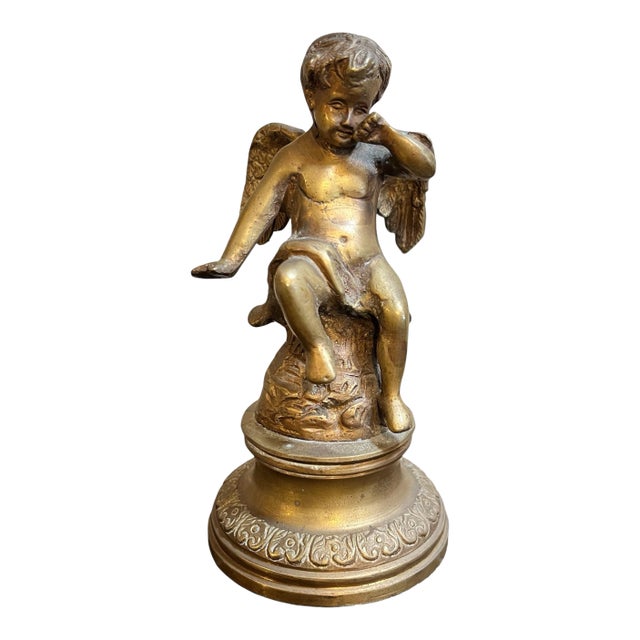 Vintage Brass Cherub Figurine For Sale