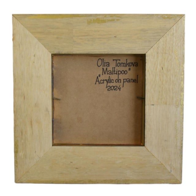 Maltipoo Puppy Dog Pet Portrait Painting Including Antiqued Museum Quality Gold Frame For Sale In Los Angeles - Image 6 of 7