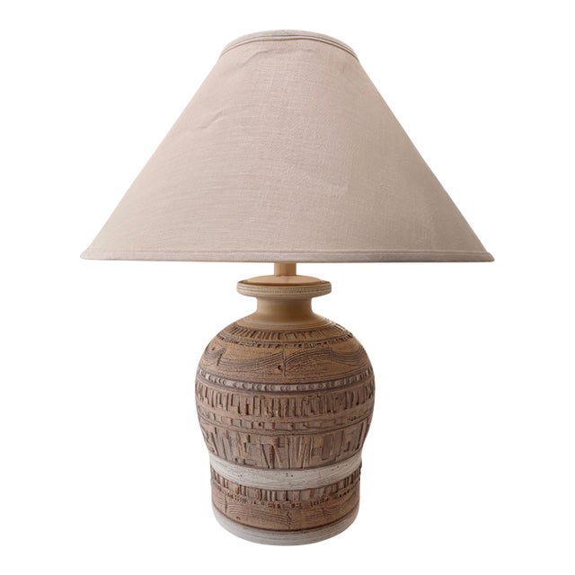 1970s Brutalist Sculpted Earthenware Table Lamp by Casual Lamps of California For Sale