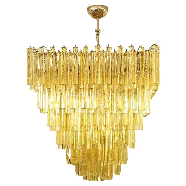 Amber Triedri Ceiling Lamp from Venini, 1960s For Sale