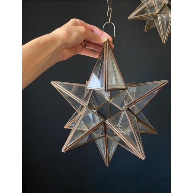 1970s Antique Brass and Glass Star Light, 1970s For Sale - Image 5 of 9