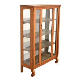 Berkey & Gay Style Antique Mission Oak Arts & Crafts Bookcase Cabinet, Circa 1910 For Sale