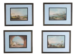 Neapolitan Artist, Naples, Gouache Paintings, 1830, Set of 4