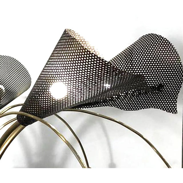 Metal French Perforated Iron Pendant Lamp by Kobis et Lorence, 1950s For Sale - Image 7 of 11