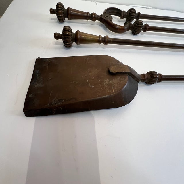 19th Century Rare 19th Century Cast Bronze Fireplace Tools Set of 3 Pieces For Sale - Image 5 of 17