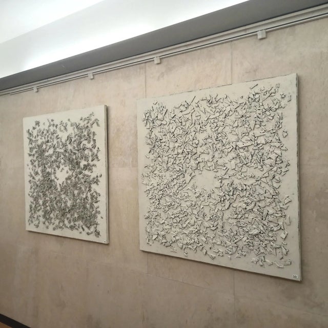 Very Large 39' X 39' Natural Palette Yellow Butter & Tan Relief Abstraction by Diane Grant For Sale - Image 6 of 6