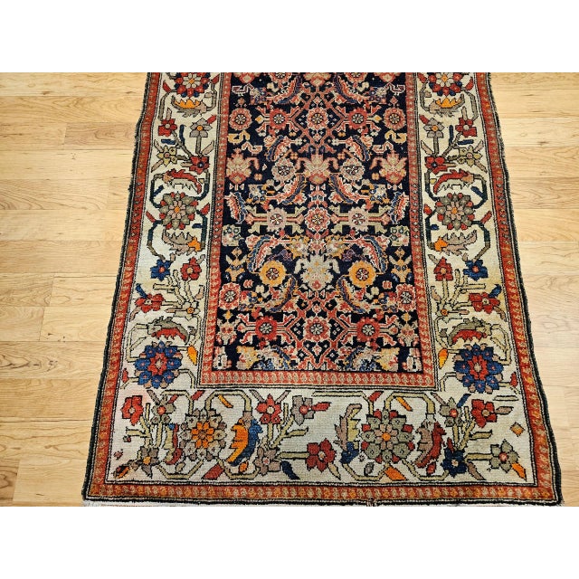 Antique Persian Malayer Area Rug, Handwoven All-Over Herati Patter, Navy & Ivory, 4’ X 7’ For Sale In Chicago - Image 6 of 12