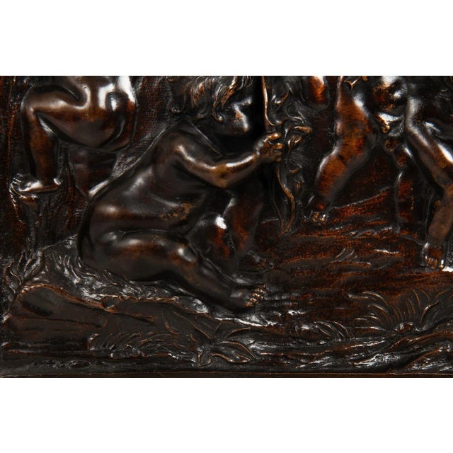 Metal Rare 18th Century Bachanalia Plaque of Putti Tormenting Goat After Duquesnoy For Sale - Image 7 of 16