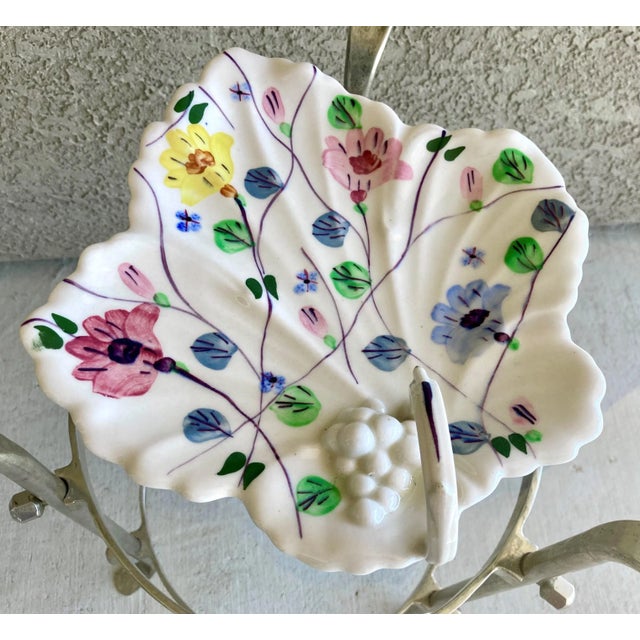 Circa 1930 Blue Ridge Southern Potteries Maple Leaf Trompe l'Oeil Relish Dish - Chintz Pattern #3090 For Sale - Image 9 of 13