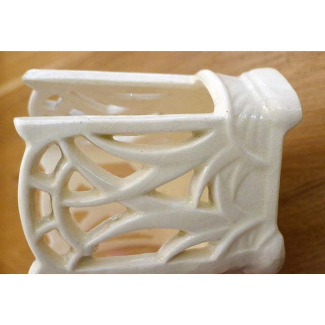 Small Art Nouveau Neo-Gothic Style Openwork Pot or Letter Holder in Earthenware, Early 20th Century For Sale - Image 10 of 15