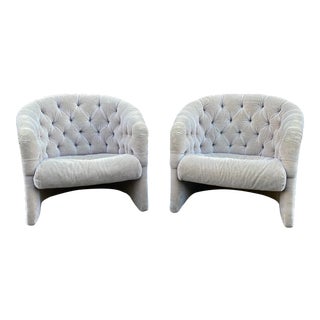 1970s Tufted Mohair Tub Chairs - a Pair For Sale