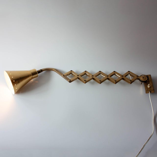 Goldenrod Vintage Scissor Wall Lamp by Karl Lang for Sis, 1960s For Sale - Image 8 of 16