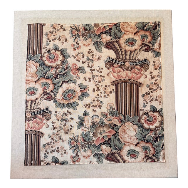 Antique English Fabric Mounted on Linen Canvas-Art For Sale