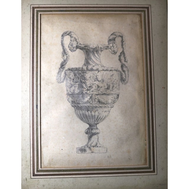 Figurative Antique Original 18th Century Figural Garniture Ornamental Urn Planter Drawing For Sale - Image 3 of 12