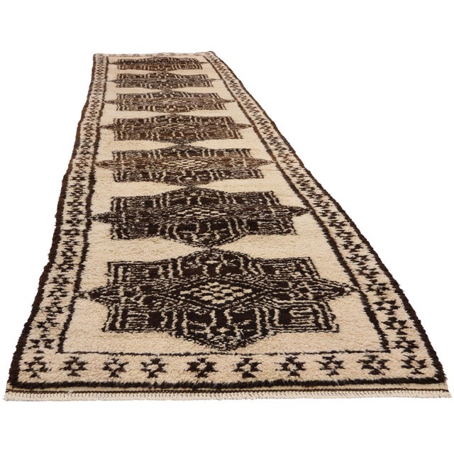 Tribal Vintage Neutral Kurdish Rug Runner - 03'00 X 13'06 For Sale - Image 3 of 9