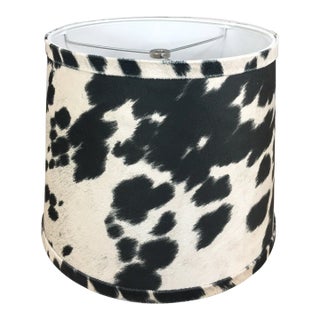 14' Black Faux Cowhide Drum Lamp Shade For Sale