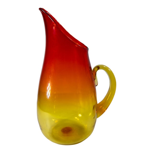Mid-Century Amberina Art Glass Water Pitcher by Blenko For Sale