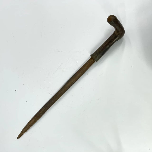 African Early 20th Century Zande Iron Sword in Sheath with Wood Handle For Sale - Image 3 of 9