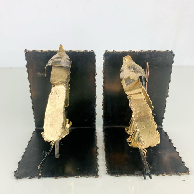 Fantastic pair of vintage metal owl sculptural bookends in brutalist style. Love the colors and details. Nice mid century...