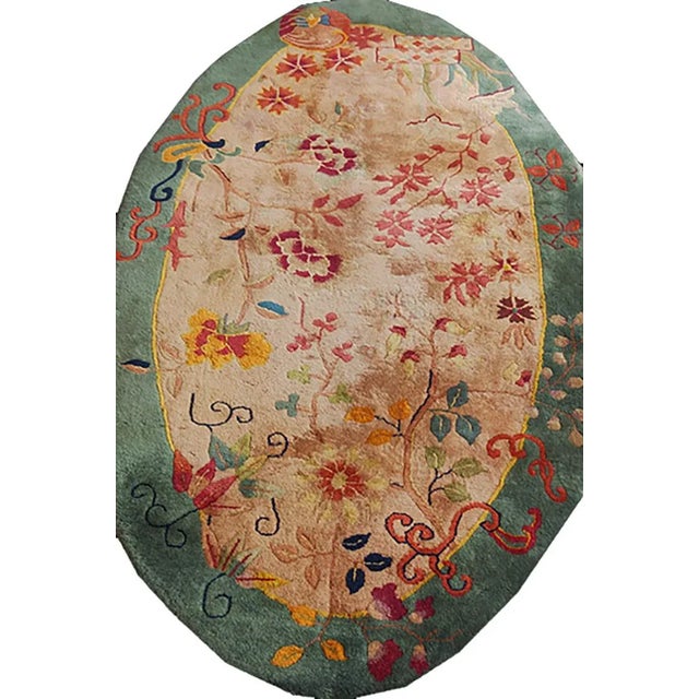 1920s Chinese Art Deco Oval Carpet ( 4' x 6'10" - 122 x 208 ) Chinese - Art Deco As the name implies, pieces woven between...