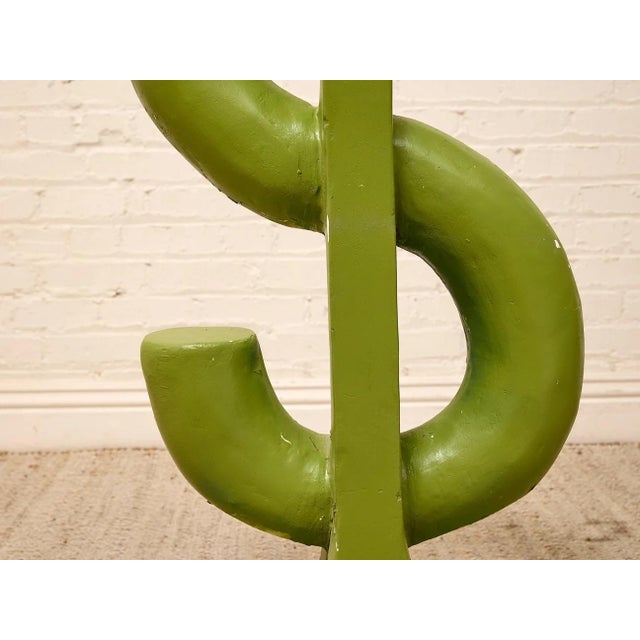 Sculpture Materials Late 20th Century Oversized Lime Green Concrete Dollar Sign Sculpture For Sale - Image 7 of 8
