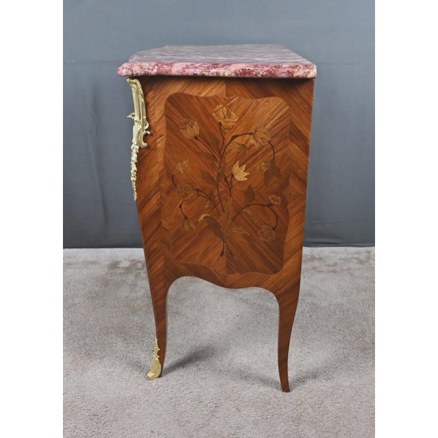 Small Louis XV Style Marquetry Commode, 1900s For Sale - Image 16 of 18
