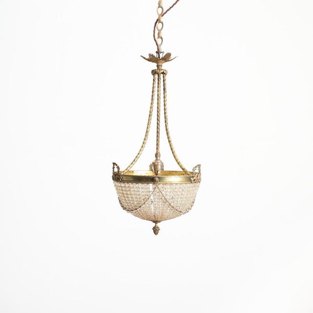 Antique French Crystal Beaded Basket Chandelier For Sale - Image 11 of 11