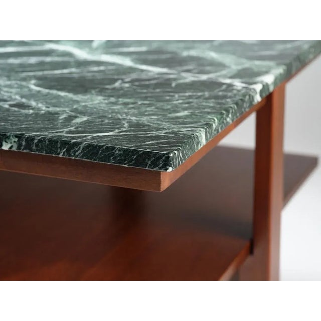 Mid-Century Modern Verde Alpi Marble & Mahogany Side Table, 1990s For Sale - Image 12 of 13