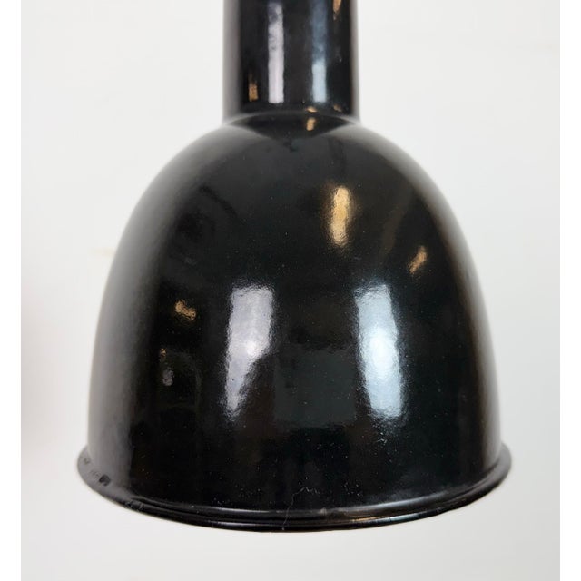Small Industrial Black Enamel Pendant Lamp, 1950s For Sale - Image 4 of 13