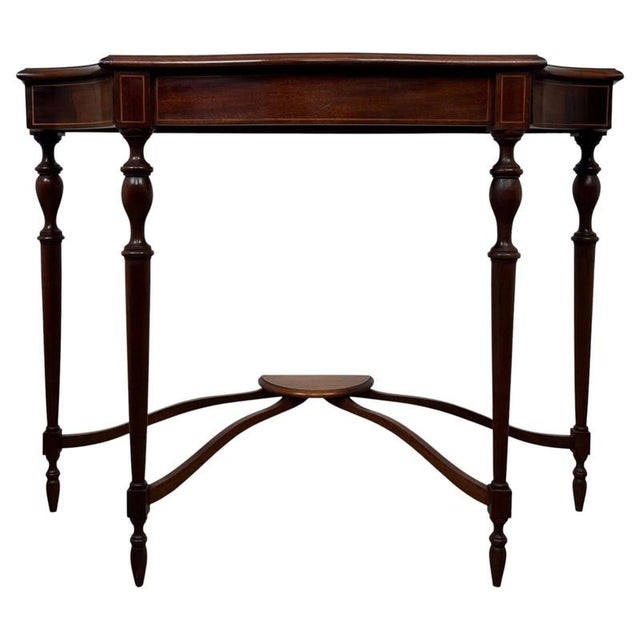Early 20th Century Antique English Mahogany Serpentine Side Table For Sale - Image 10 of 10