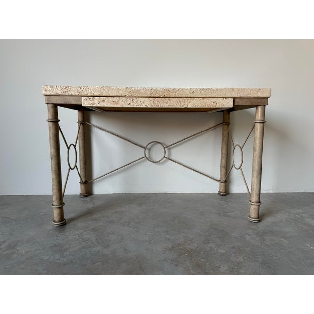 Vintage Organic Modern Fuax- Coral Stone and Metal Base Desk/ Sold For Sale - Image 11 of 12