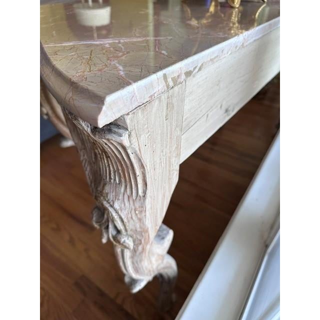 Vintage Italian Neoclassical Travertine Console Table For Sale In Tulsa - Image 6 of 6