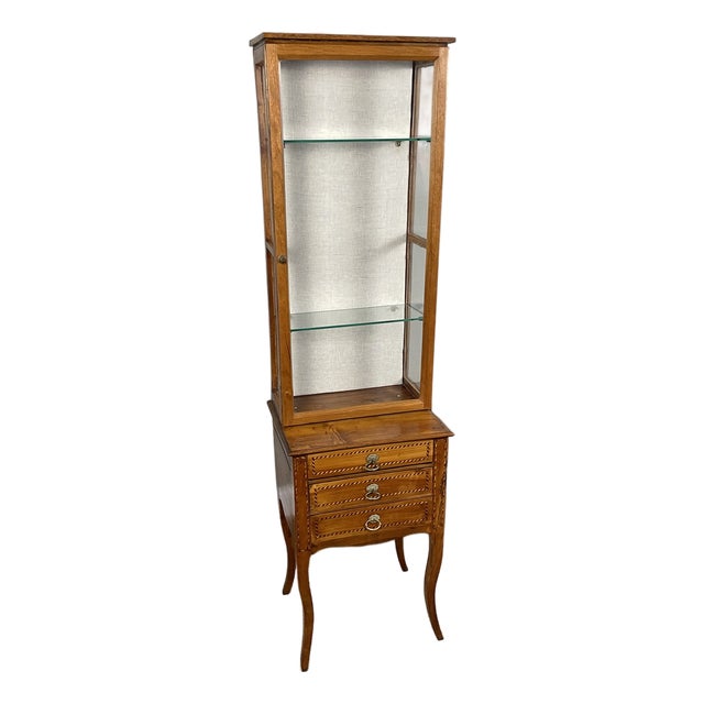 18th Century French Provincial Petite Display Cabinet on Chest For Sale