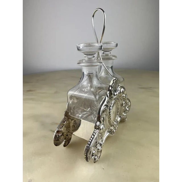 Italian Oil and Vinegar Set in 800 Silver and Crystal, 1990 For Sale - Image 3 of 10