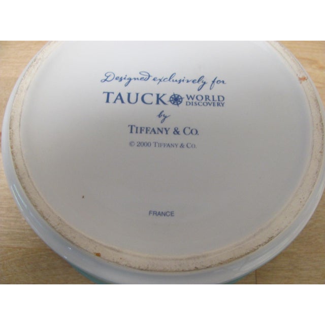 Very nice, covered, catch-all bowl with separate decorative lid. Designed by Tiffany & Co. for TAUCK World Discovery....