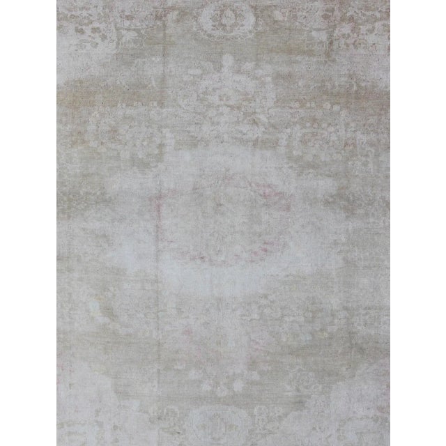 Antique Turkish Konya Area Rug in Gray & Soft Pink With Subtle Design 7'2 X 8'6 For Sale - Image 4 of 13