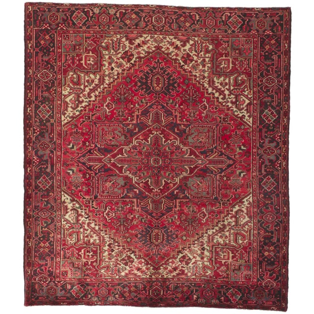 Vintage Persian Heriz Rug - 07'07 X 08'08 For Sale - Image 9 of 9