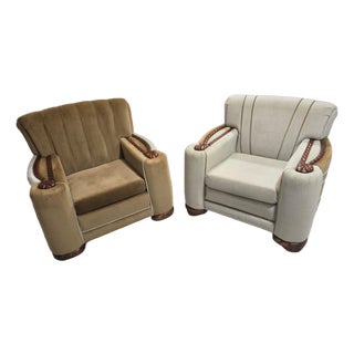 1930s Art Deco Streamline Moderne "Tank" Club Chairs For Sale