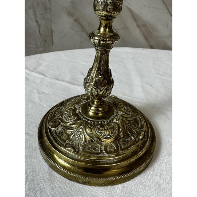 Gilt Brass Candlesticks, 1920s, Set of 2 For Sale - Image 6 of 11