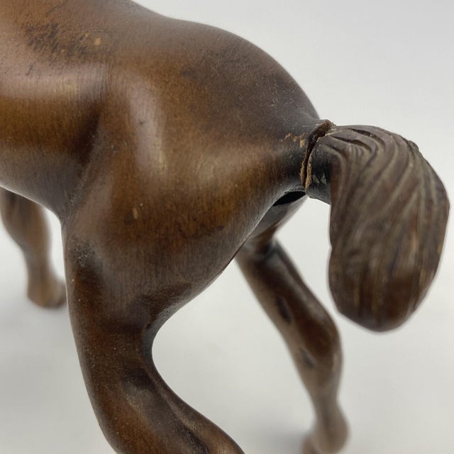 Vintage Grand Wood Mahogany 4.5" Carved Arabian Horse Colt Filly Foal 3d Equine Art For Sale - Image 9 of 11