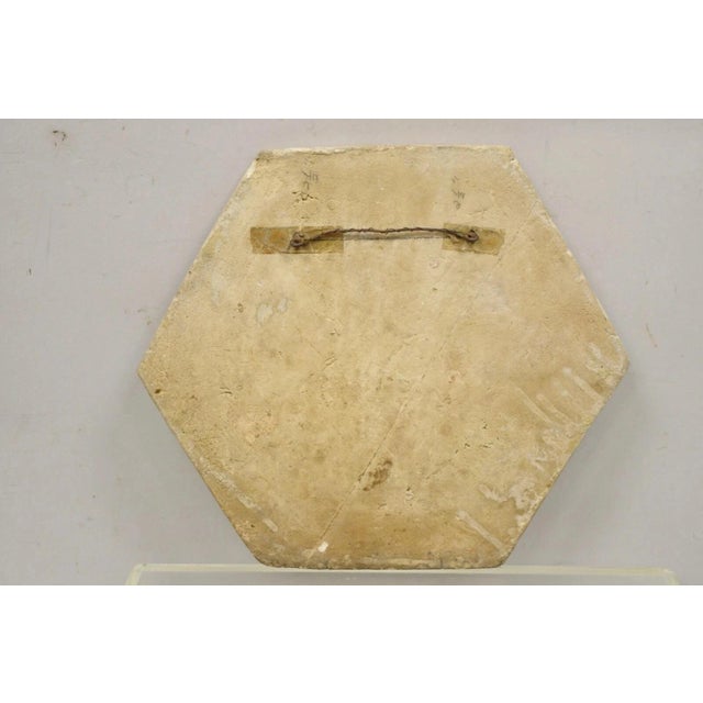 Antique Persian Iznik Qajar Style Ceramic Pottery Tile Hexagonal Blue Couple C5 For Sale - Image 9 of 11