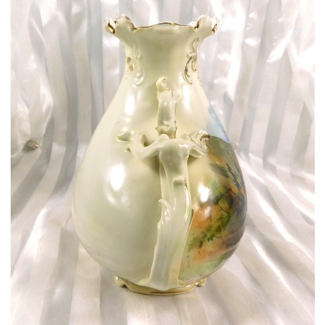 1950s Royal Bayreuth Jug With Reticulated Trim and Unique Handle Design For Sale - Image 4 of 12
