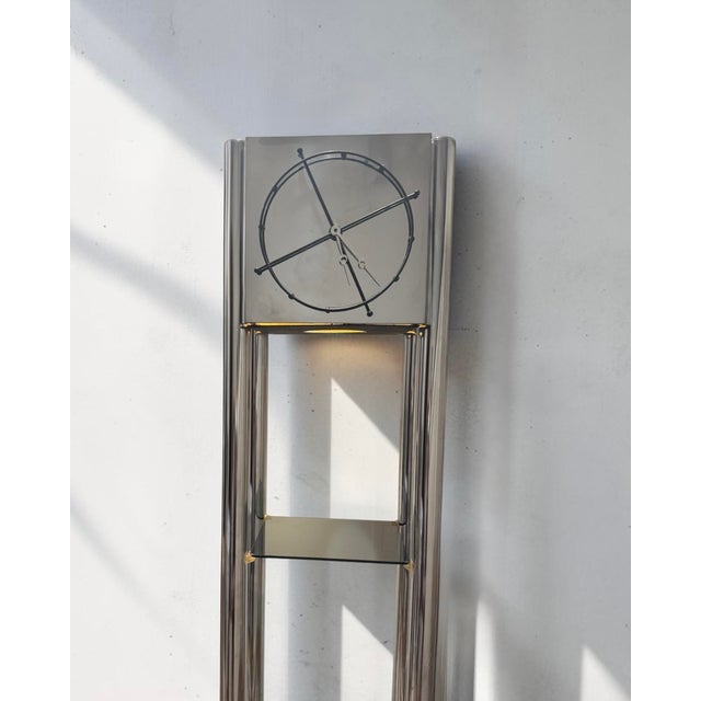 Mid-Century Modern Chrome Tubular Grandfather Clock Étagère, 1970s For Sale - Image 3 of 3