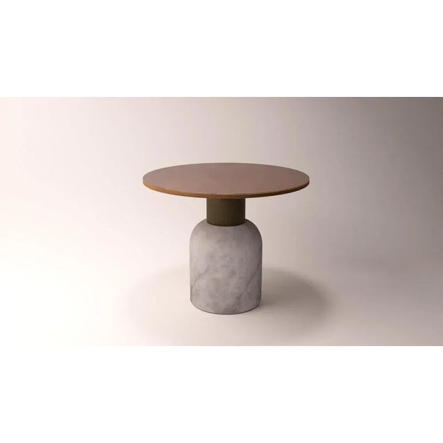 Serenity fusion 40 alabaster and iroko wood table by alabastro italiano dimensions: d 50 x h 40 cm. Materials: white...