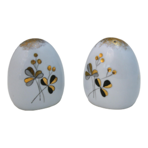 Mid Century Modern Yoko Boeki Nippon Porcelain Egg Shaped Shamrock Salt & Pepper Shakers- a Pair