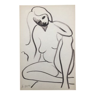 1992 Female Nude Mid-Century Modern Style Drawing by James Bone For Sale
